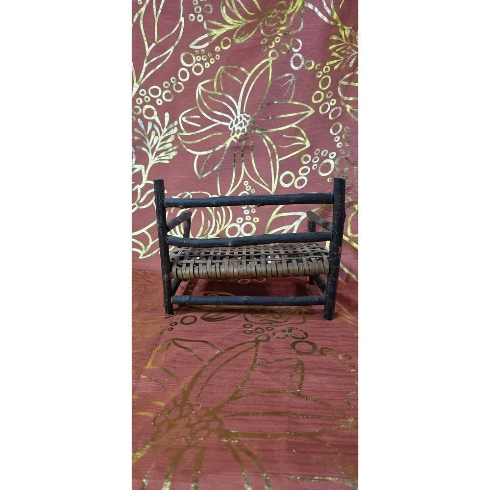 Twig Bench Settee Rustic Adirondack Primitive  Doll Camp Furniture Folkart